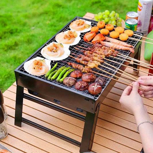 Parrilla de barbacoa portátil plegable tipo cajón con soporte